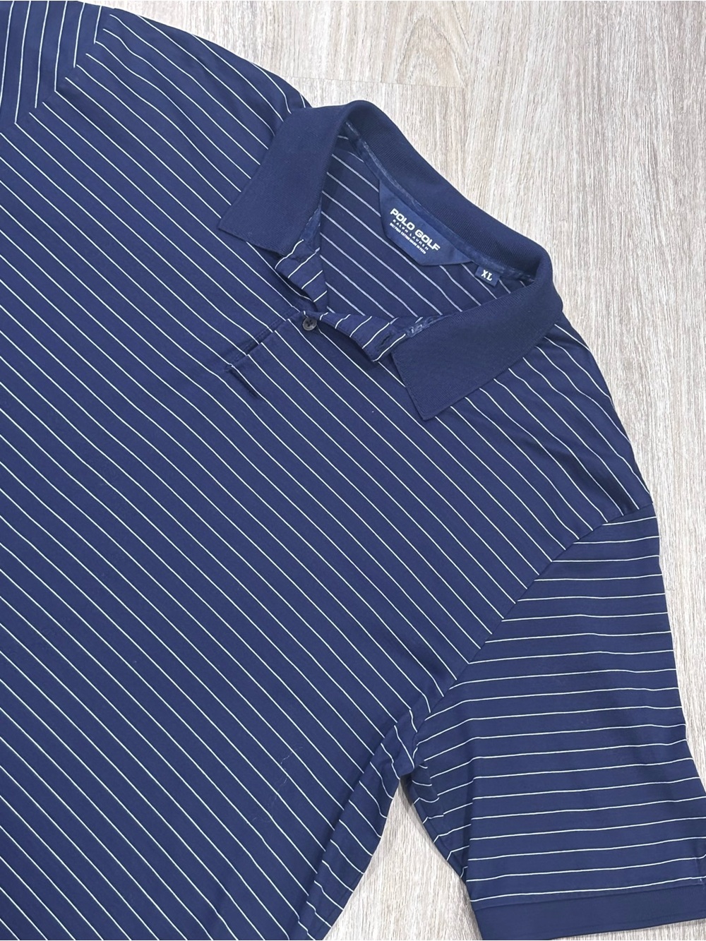 Polo Golf Ralph Lauren Shirt Mens XL Navy Blue Striped Pima Cotton Short Sleeve